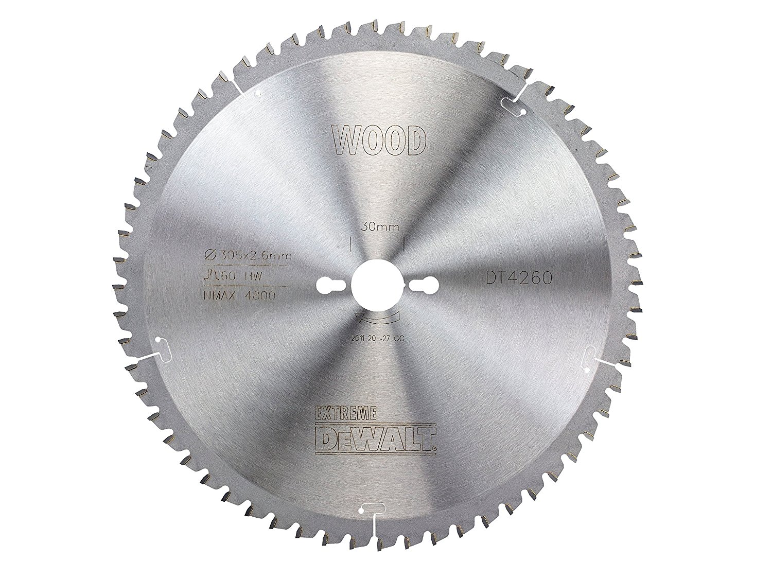 Katkaisuterä puulle DeWalt; 305x2,6x30,0 mm; Z60; -5°
