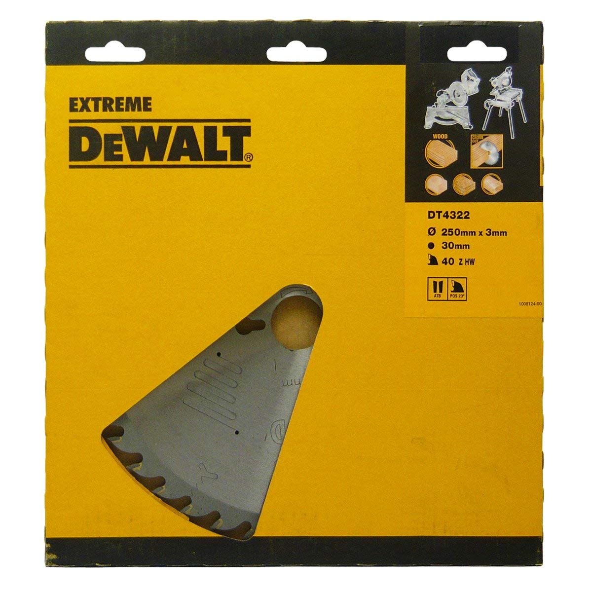 Katkaisuterä puulle DeWalt; 250x3x30,0 mm; Z40; 10°