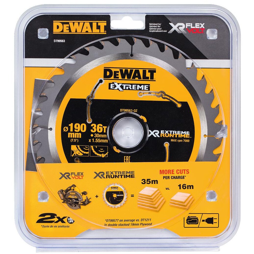Katkaisuterä puulle DeWalt XR Extreme; 190x1,55x30 mm; Z36