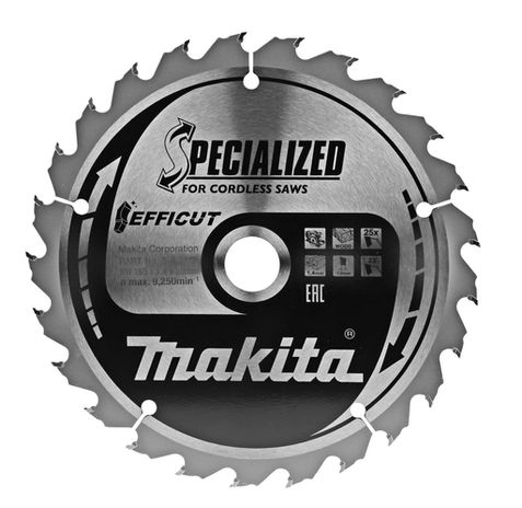 Katkaisuterä puulle Makita EFFICUT; 165x1,4x20,0 mm; Z25; 23°