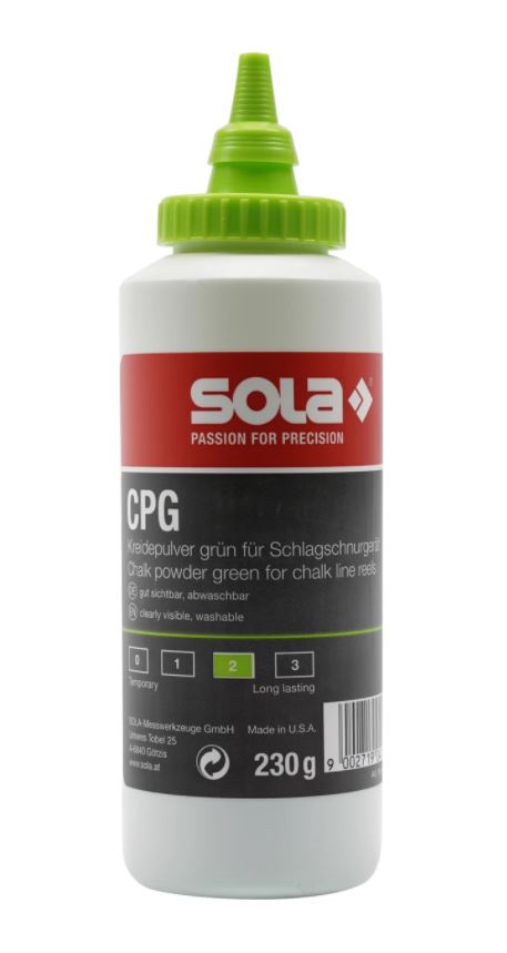 Merkintäliitu täyttöpakkaus, liitulanka / mittanauha Sola CPG; 230 g; vihreä