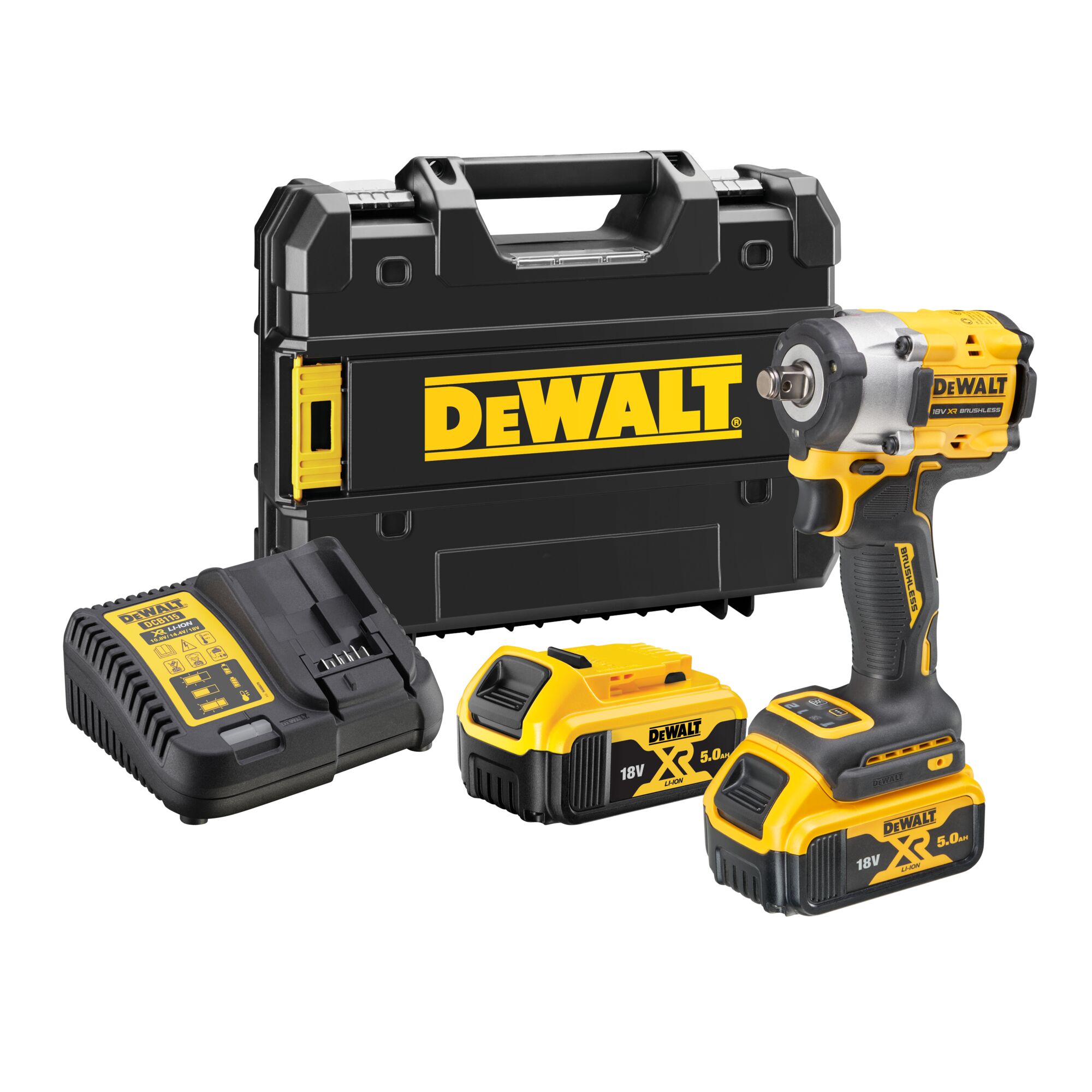 Iskumutterinväännin DeWalt DCF921P2T-QW; 18 V; 2x5,0 Ah akku