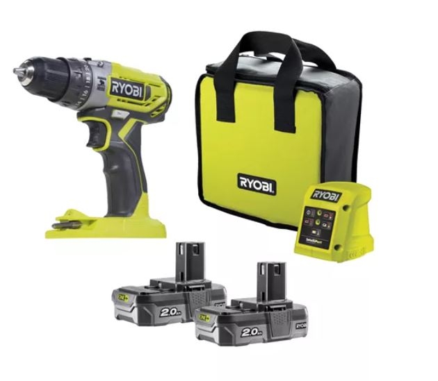 Iskuporakone Ryobi R18PD2-220SL; 18 V; 2x2,0 Ah akku