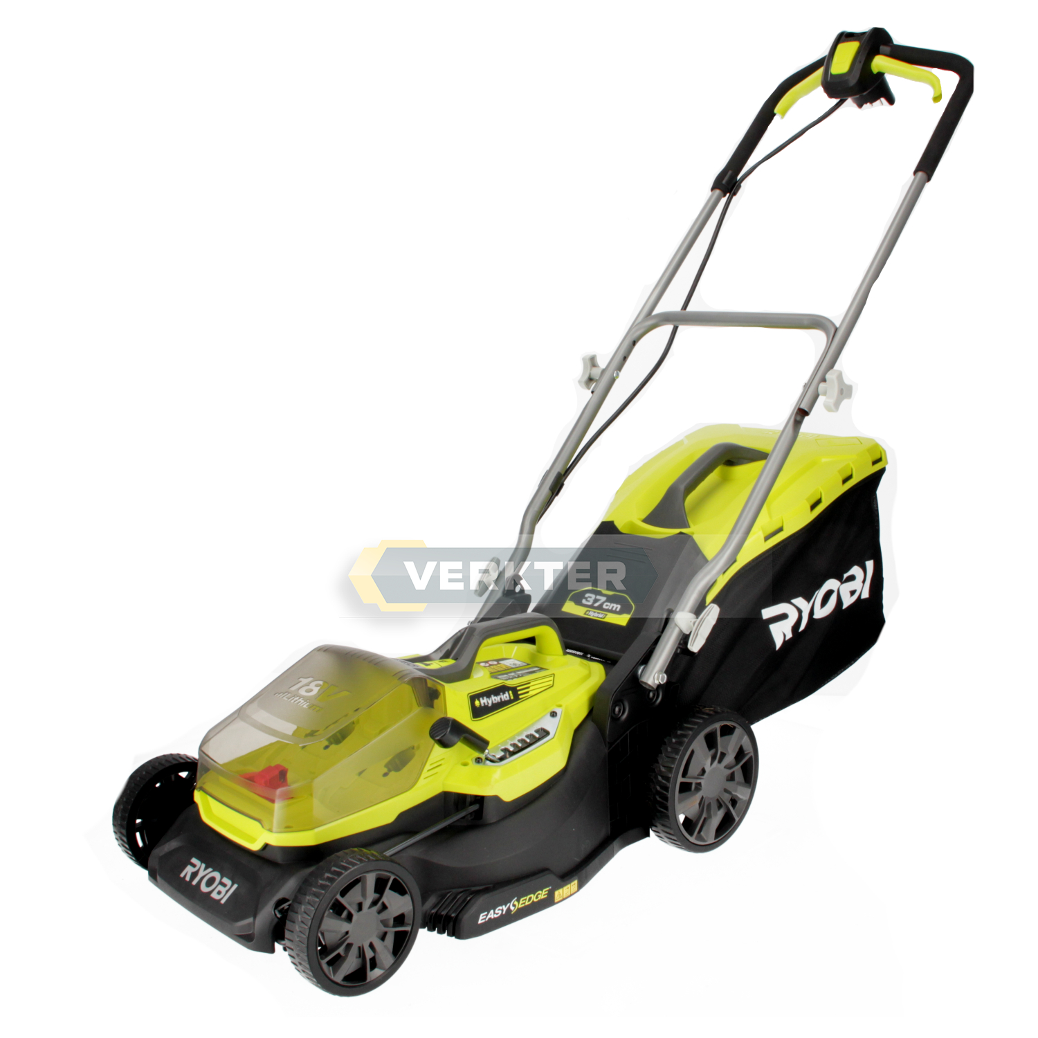 Akkukäyttöinen ruohonleikkuri Ryobi RY18LMH37A-225; 18/230 V; 2x2,5 Ah akku