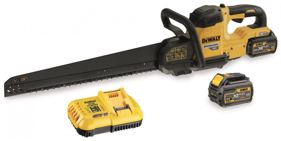 Akkukäyttöinen Alligator-saha DeWalt DCS398T2-QW; 54 V; 2x6,0 Ah akku