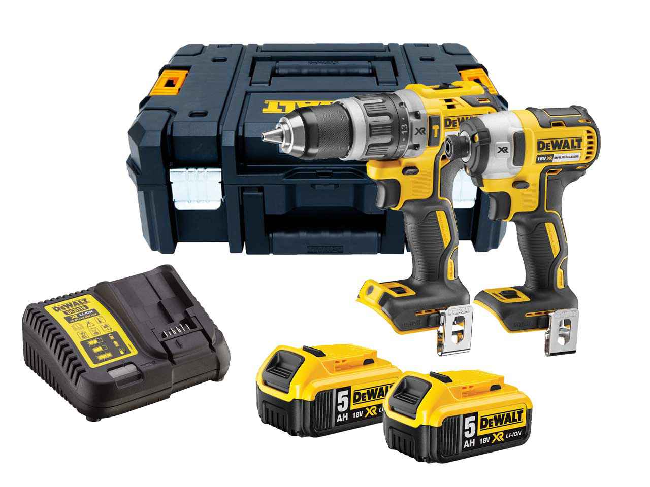 Työkalusarja DeWalt DCK266P2T-QW (DCD796 + DCF887); 18 V; 2x5,0 Ah akku