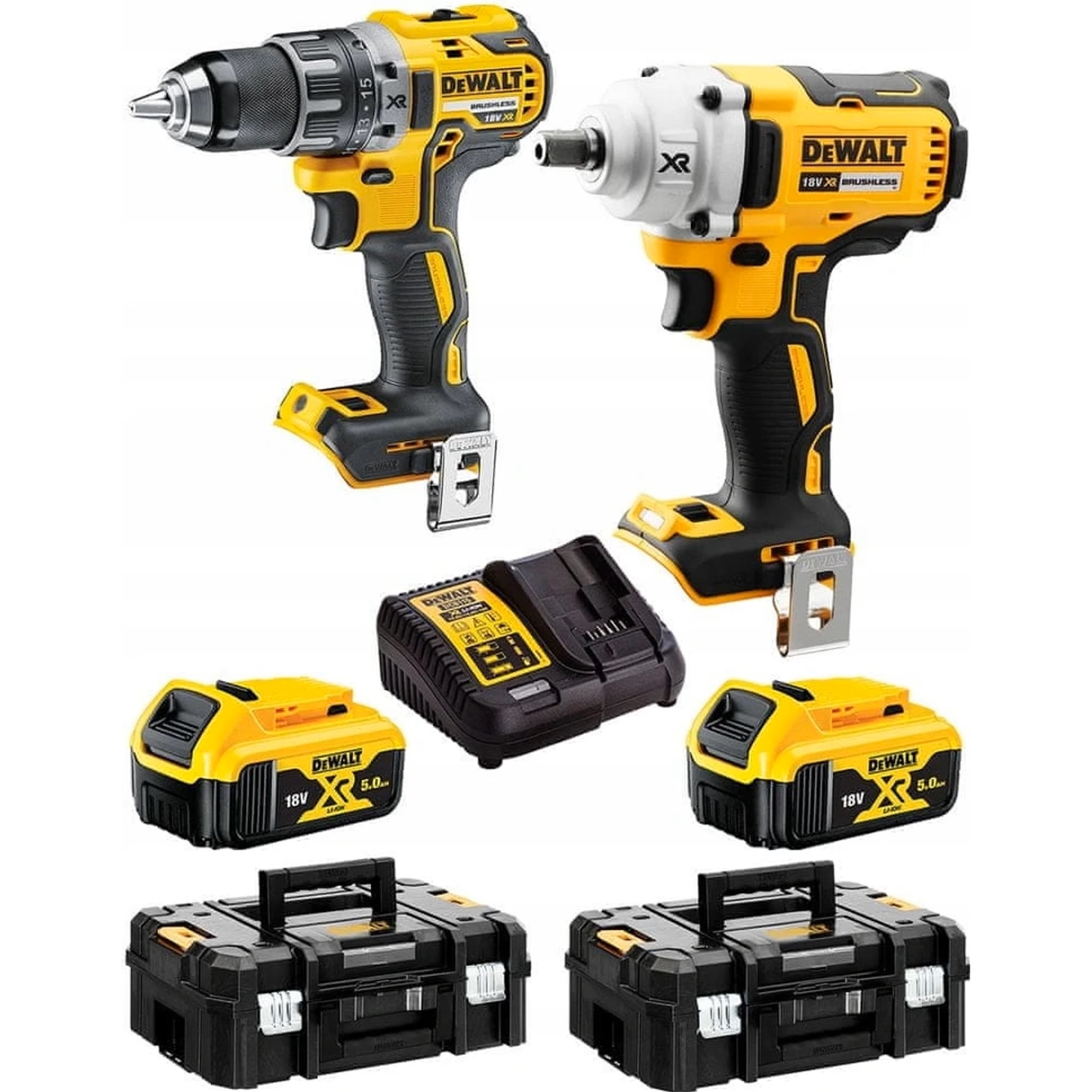 Työkalusarja DeWalt (DCD791 + DCF894); 18 V; 2x5,0 Ah akku