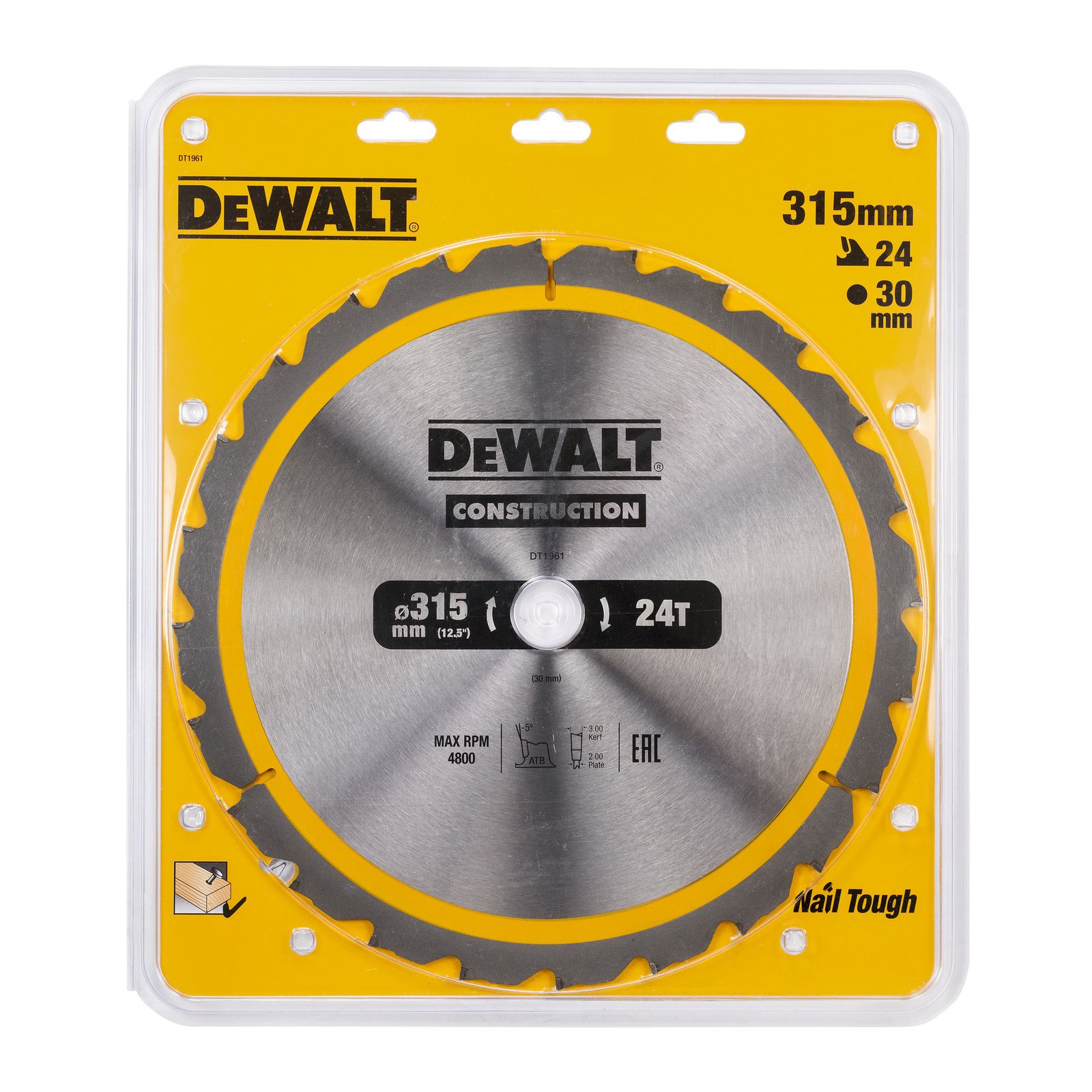 Katkaisuterä puulle DeWalt DT1961-QZ; 315x30 mm; 24T; 20°