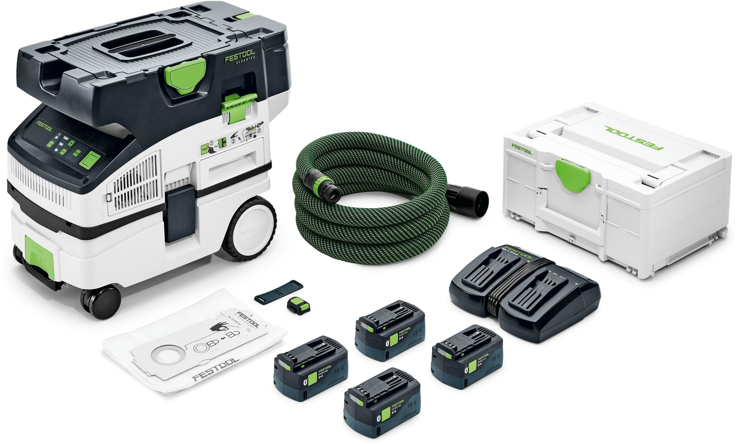 Akkupölynimuri  Festool CLEANTEC CTLC MINI I-Plus; 18 V; 4x5,0 Ah akku