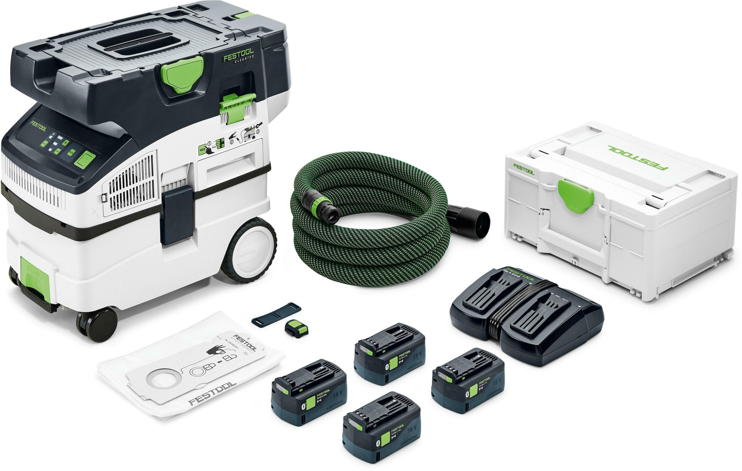 Akkupölynimuri  Festool CLEANTEC CTLC MIDI I-Plus; 18 V; 4x5,0 A akku