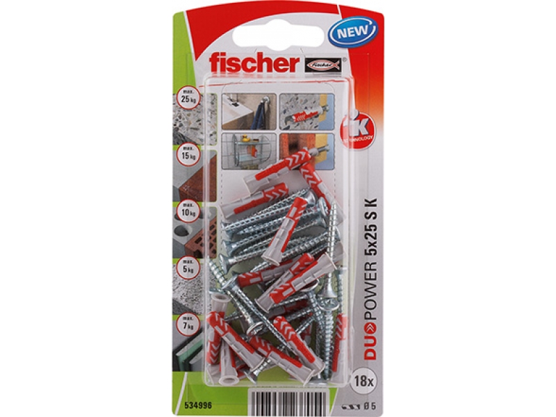 Tappi ruuvilla Fischer S K NV; 12x60 mm; 2 kpl.