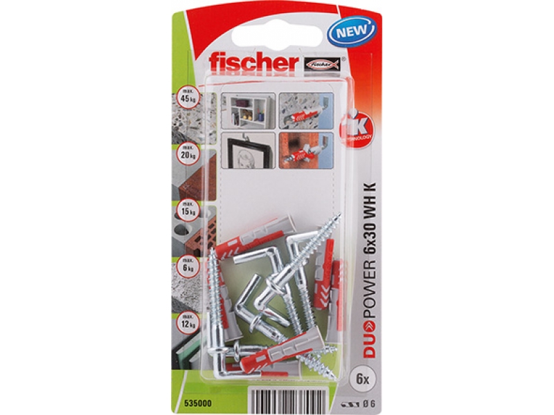 Nailonitappi ruuvilla Fischer WH K NV; 6x30 mm; 6 kpl.