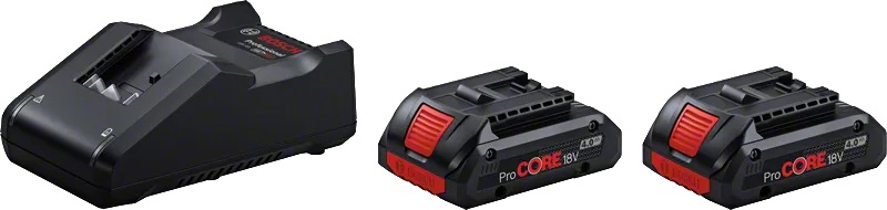 Tarvikesarja Bosch ProCORE; 18 V; 2x4,0 Ah + laturi GAL 18V-40