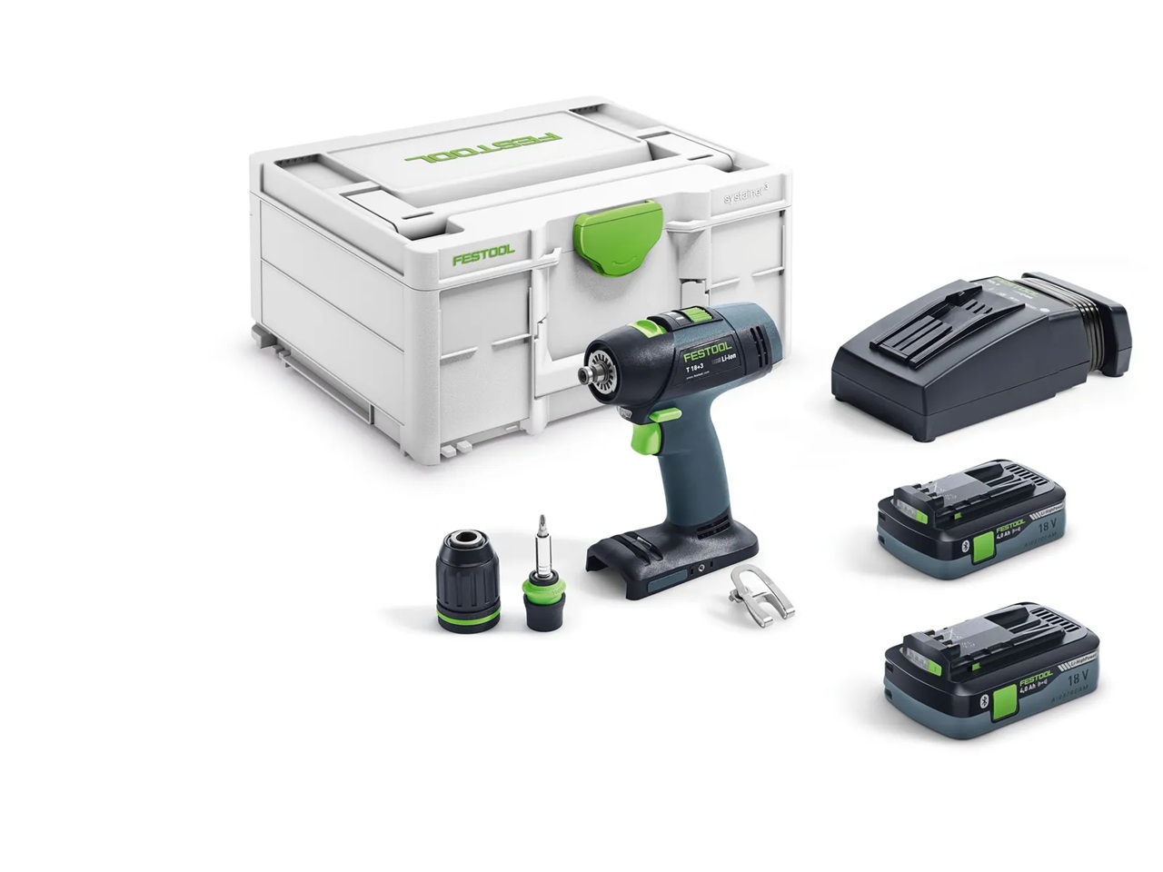 Pora/ruuvinväännin Festool T 18+3 HPC 4,0 I-Plus; 18 V; 2x4,0 Ah akku
