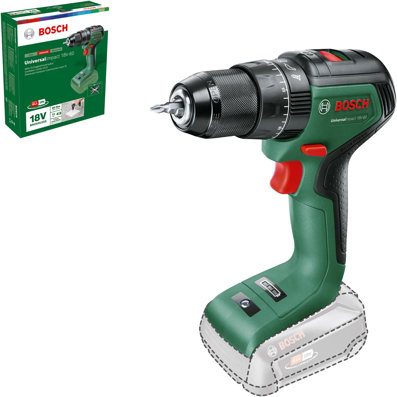Iskuruuvinväännin Bosch UniversalImpact18V-60; 18 V (ilman akkua ja laturia)