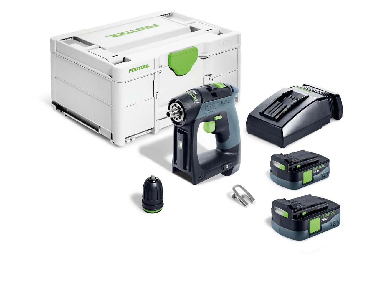 Pora/ruuvinväännin Festool CXS 12 2,5-Plus 10,8 V; 2x2,5 Ah akku
