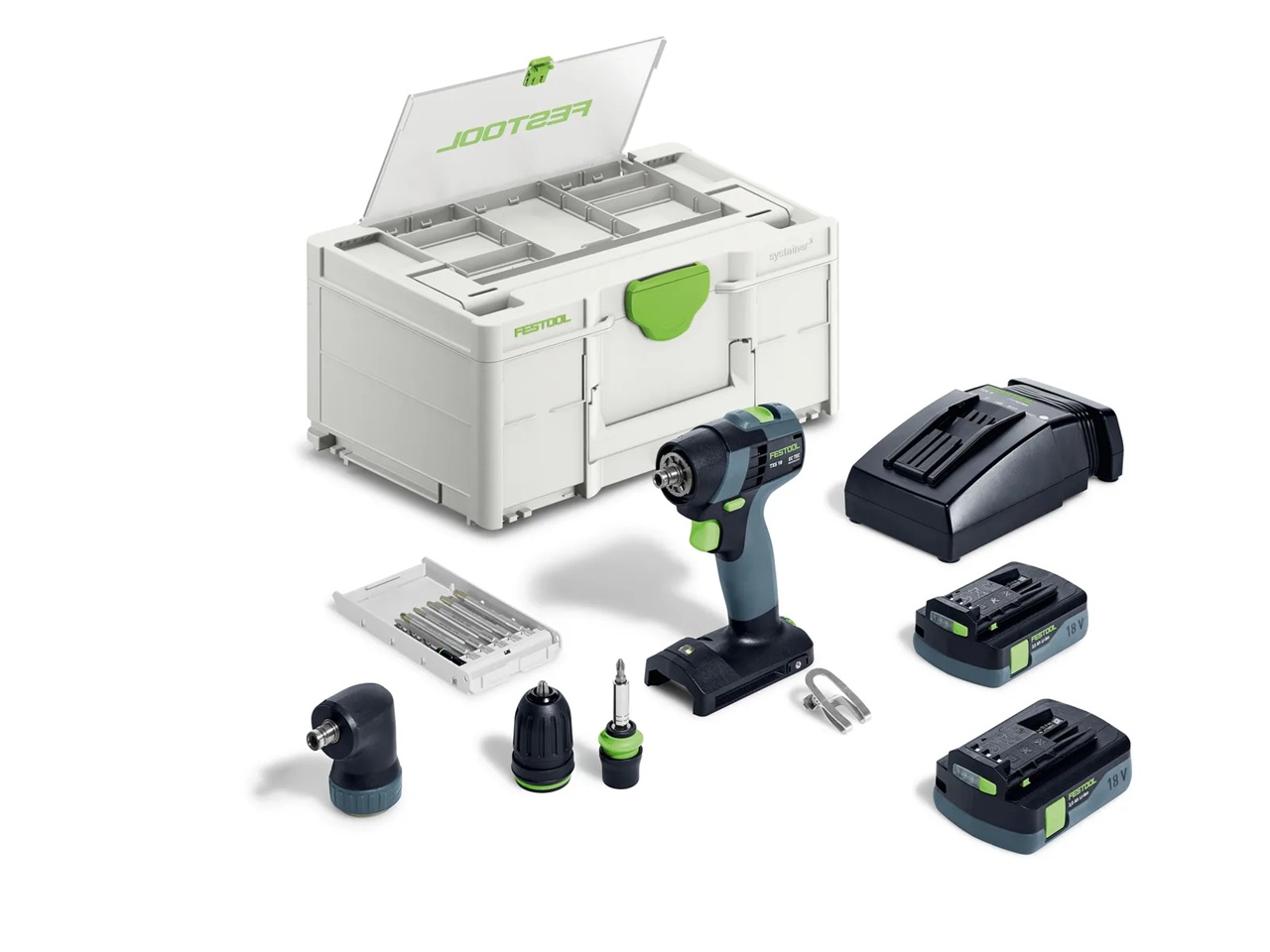Pora/ruuvinväännin Festool TXS 18 C 3,0-Set 18 V; 2x3,0 Ah akku