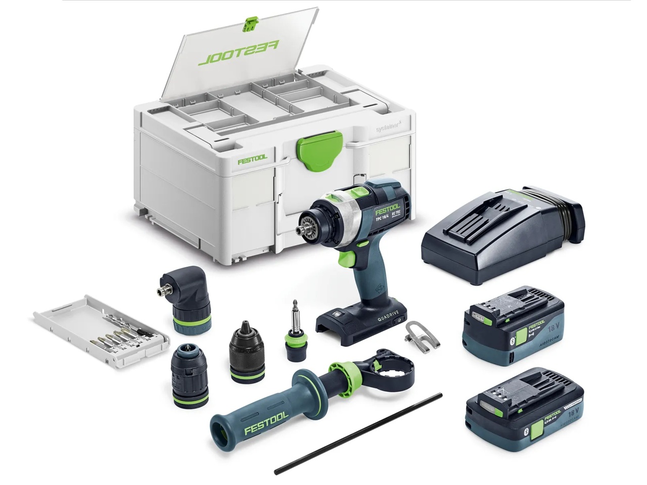 Pora/ruuvinväännin Festool QUADRIVE TPC 18/4 5,0/4,0 I-Set/XL;  18 V; 5,0 Ah + 4,0 Ah akku