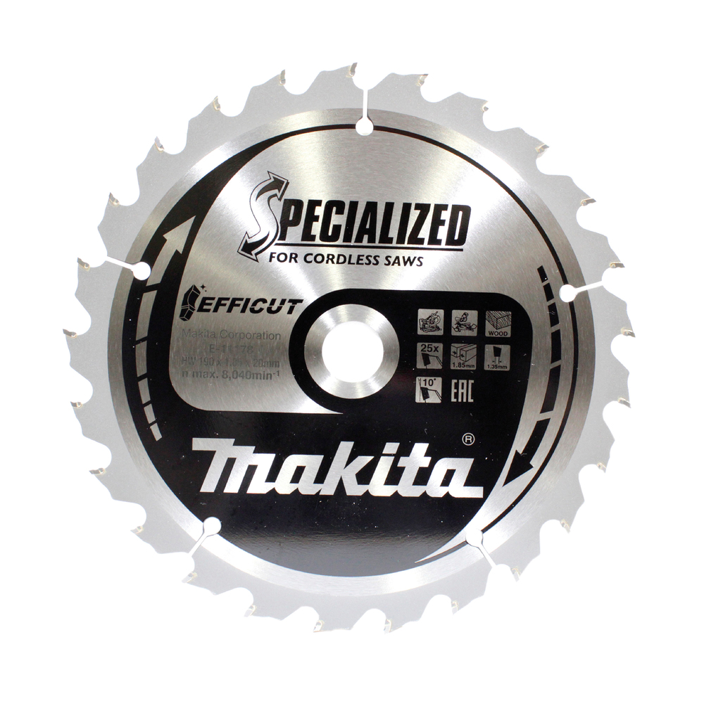 Katkaisuterä puulle Makita E-11140 TCT; 190x1,85x20 mm
