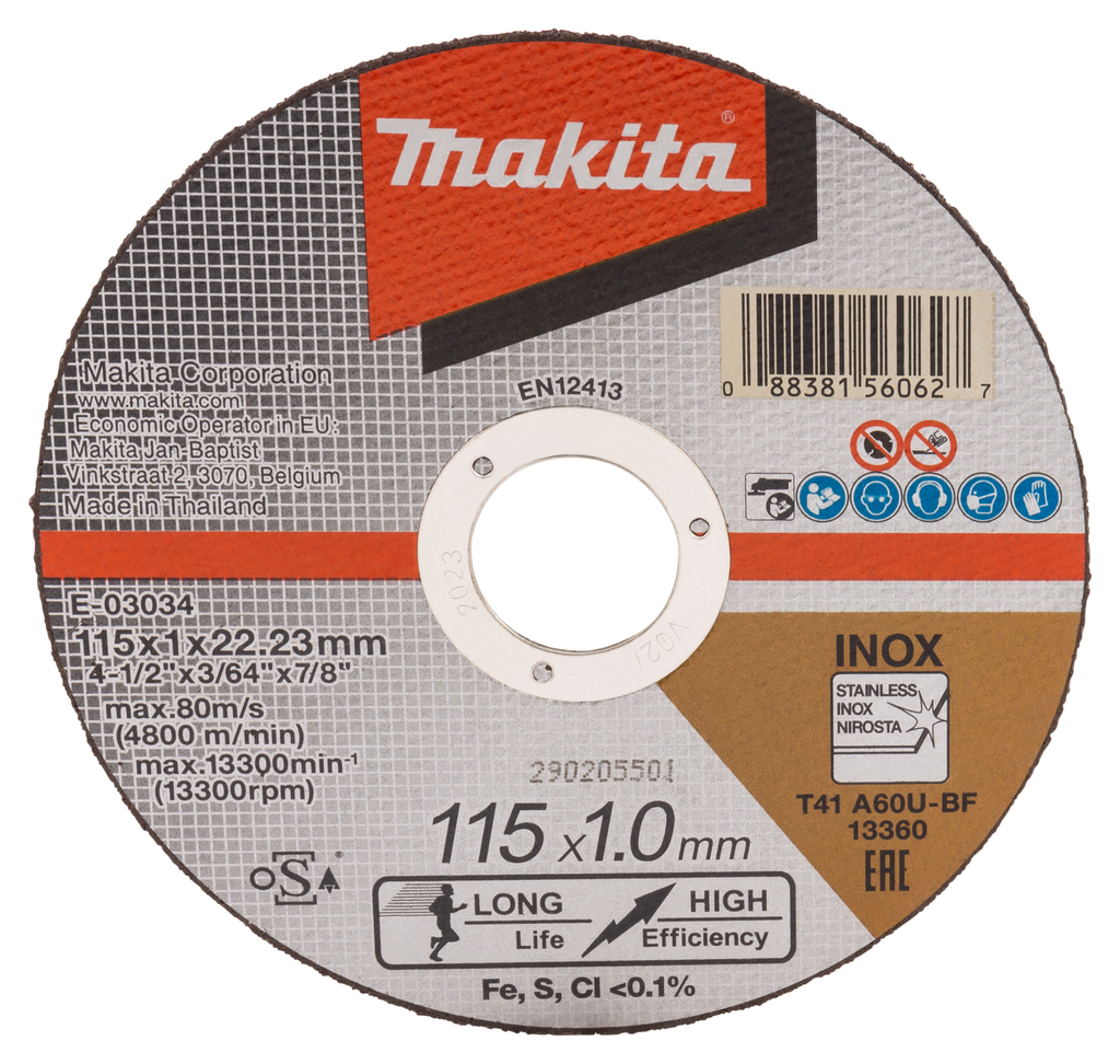 Hiova katkaisulaikka Makita E-03034; 115x1,0x22,23 mm
