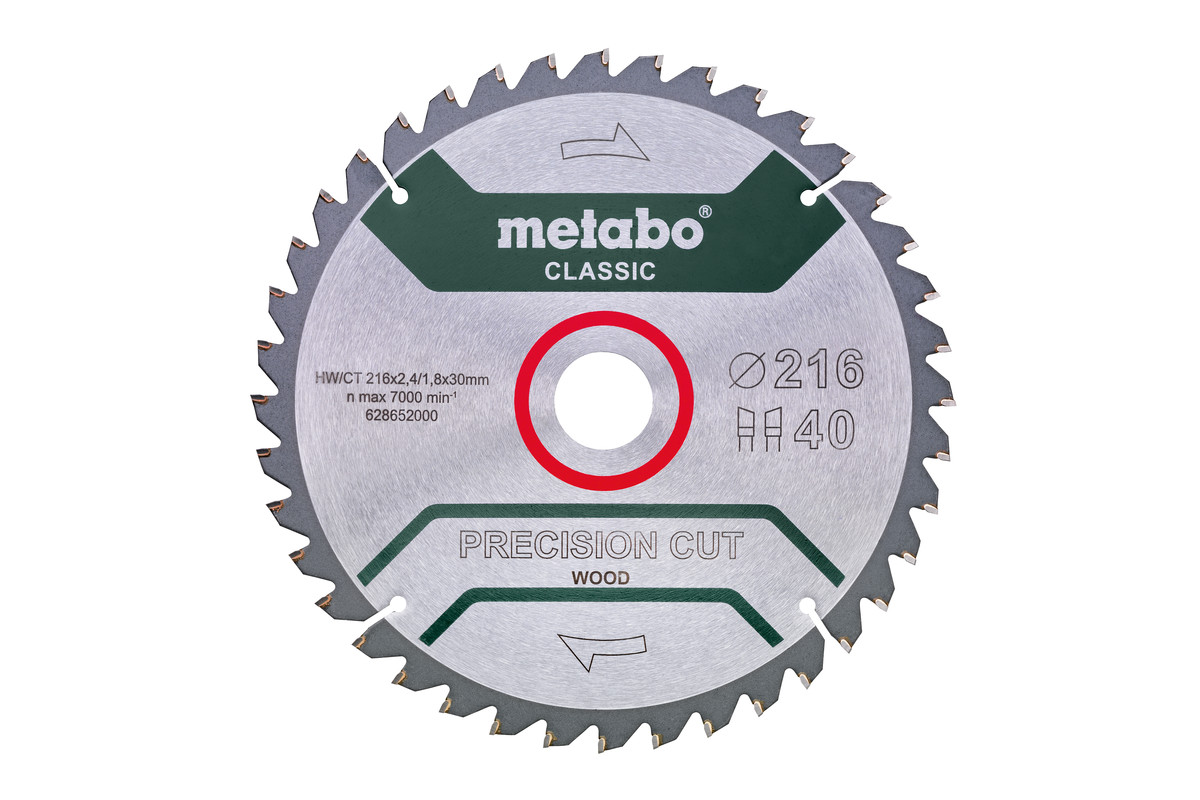 Katkaisuterä puulle Metabo PRECISION CUT WOOD - CLASSIC; 216x30 mm; Z40; 5°