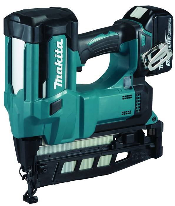 Akkukäyttöinen naulain Makita DBN600RTJ; 18 V; 2x5,0 Ah akku