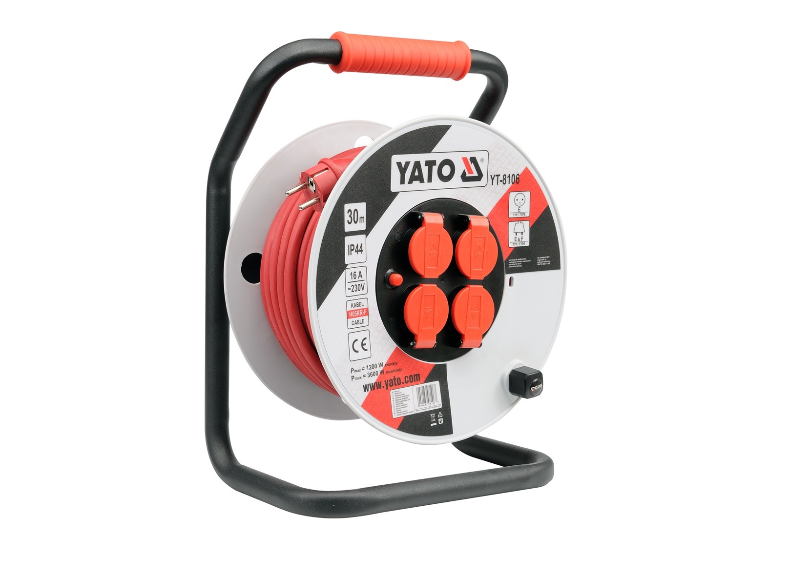 Jatkojohto kelalla Yato YT-8106; 30 m; 3x2,5 mm²