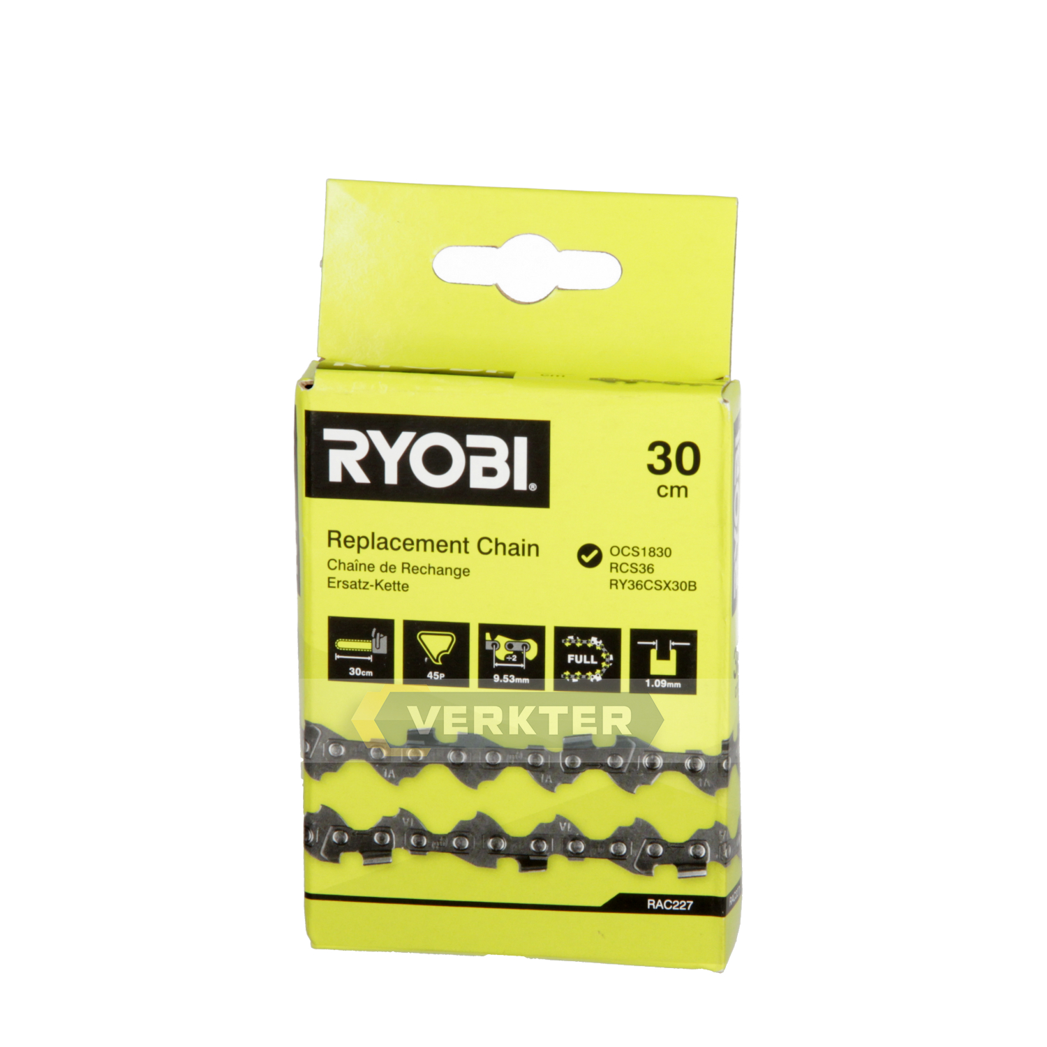 Moottorisahanketju Ryobi RAC227 12''; 30 cm; 3/8''; 45; 1,1 mm