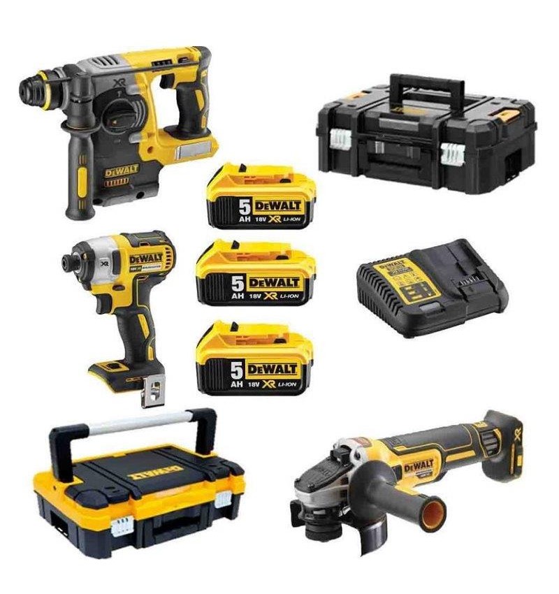 Työkalusarja DeWalt DCK305P3T-QW (DCH273 + DCG405N + DCF887N); 18 V; 3x5,0 Ah akku