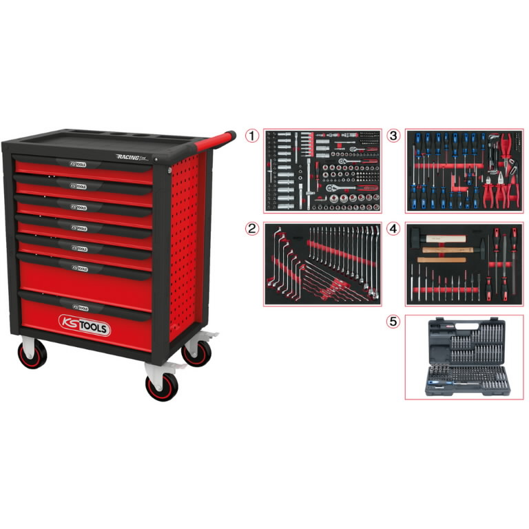 Työkaluvaunu työkaluilla KS Tools RacingLine; 515 kpl.