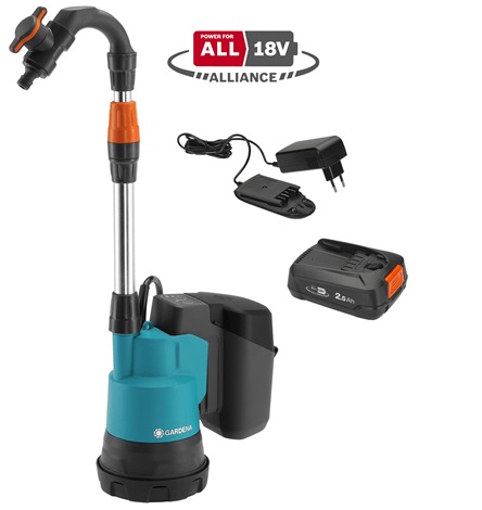 Sadevesisäiliöpumppu Gardena 2000/2 P4A; 18 V; 1x2,5 Ah akku