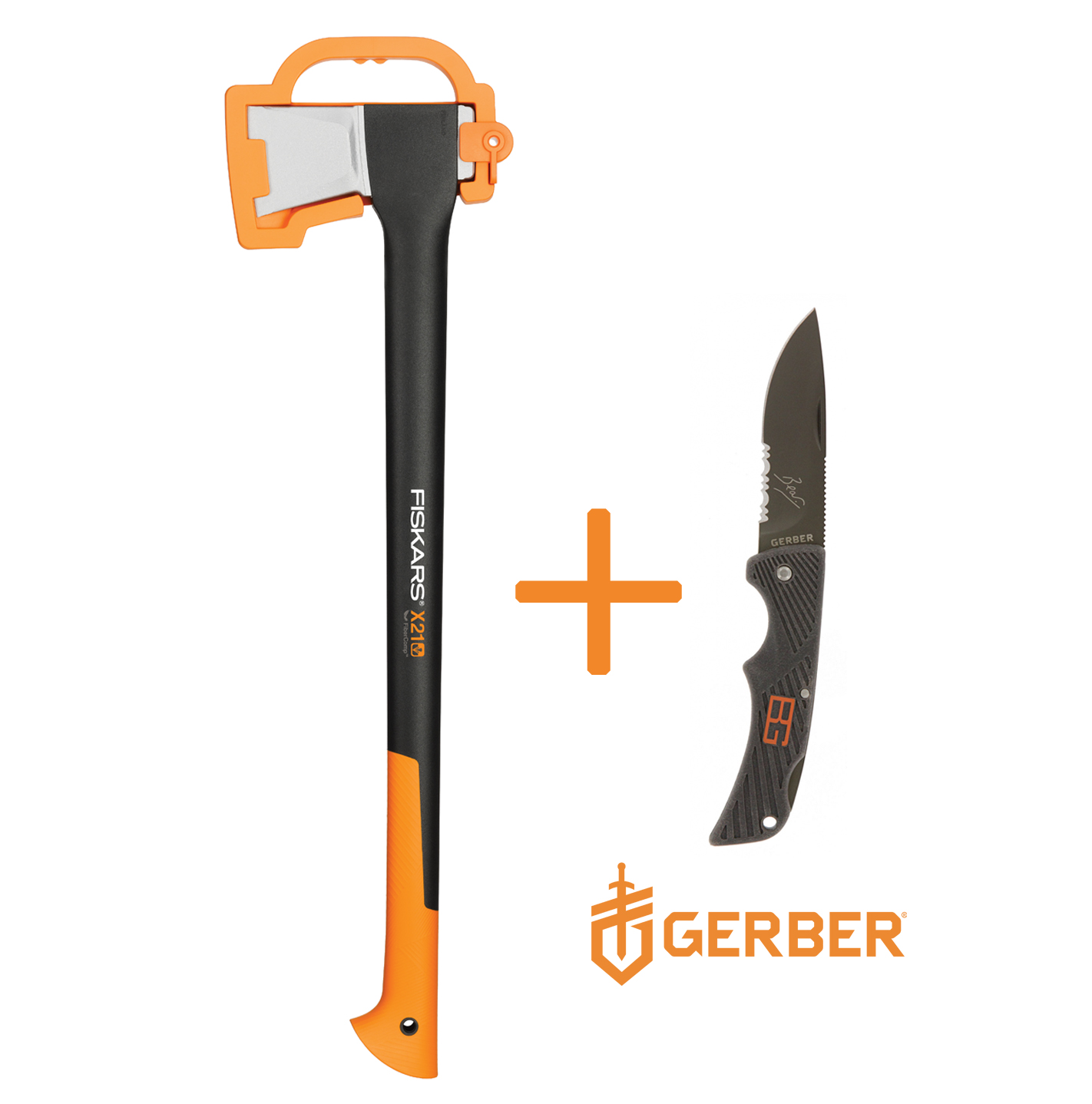 Halkaisukirves Fiskars X21 L + Gerber Bear Grylls Compact Scout
