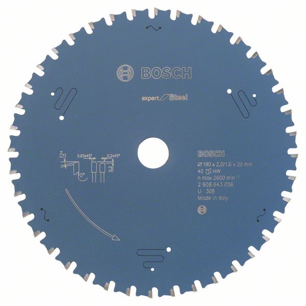 Katkaisulaikka metalli Bosch Expert for Steel; 190x2x20,0 mm; Z40; 12°