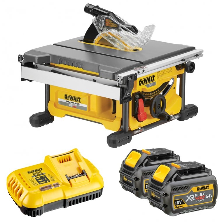 Pöytäsaha DeWalt FlexVolt DCS7485T2; 54 V; 2x6,0 Ah akku