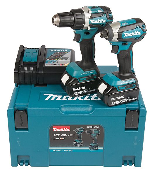 Työkalusarja Makita DLX2189TJ (DDF484 + DTD153); 18 V; 2x5,0 Ah akku