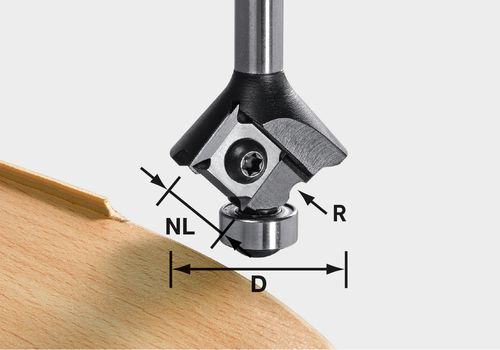 Pyöristysjyrsin Festool HW S8 HW R1,5 D28 KL12,7OFK laakereilla