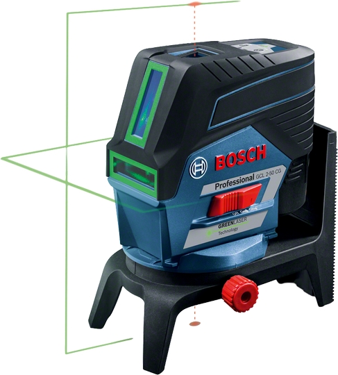 Ristilinjalaser Bosch GCL 2-50 CG +RM2; 1x2,0 Ah akku: vihreä