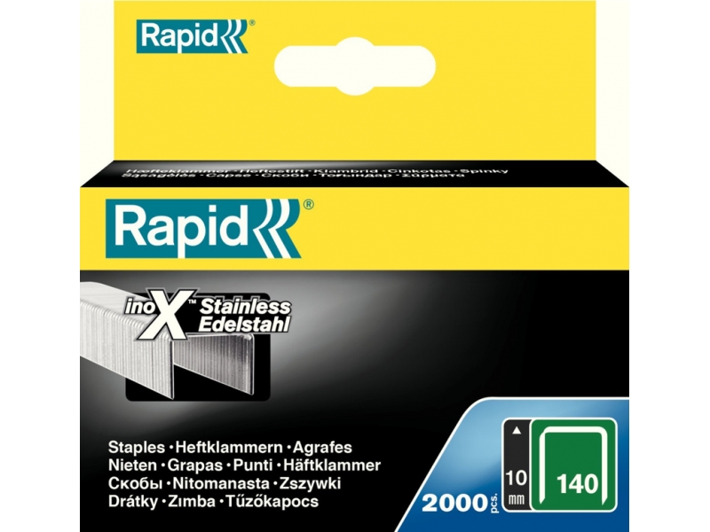 Niitit Rapid 11910733; 10 mm; 2000 kpl.; tyyppi 140; ruostumaton teräs