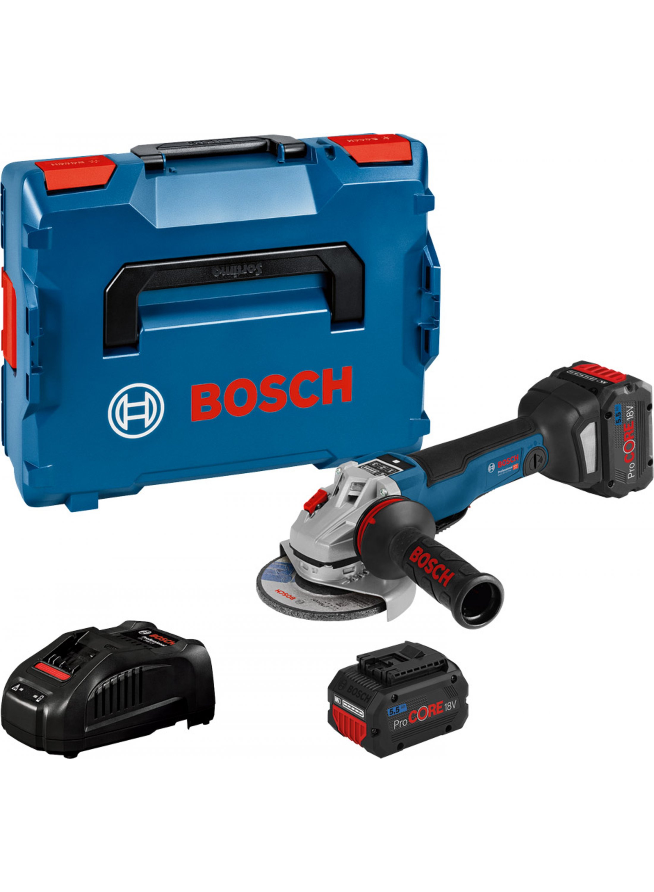 Kulmahiomakone Bosch GWS 18V-10 PSC; 2x5,5 Ah akku