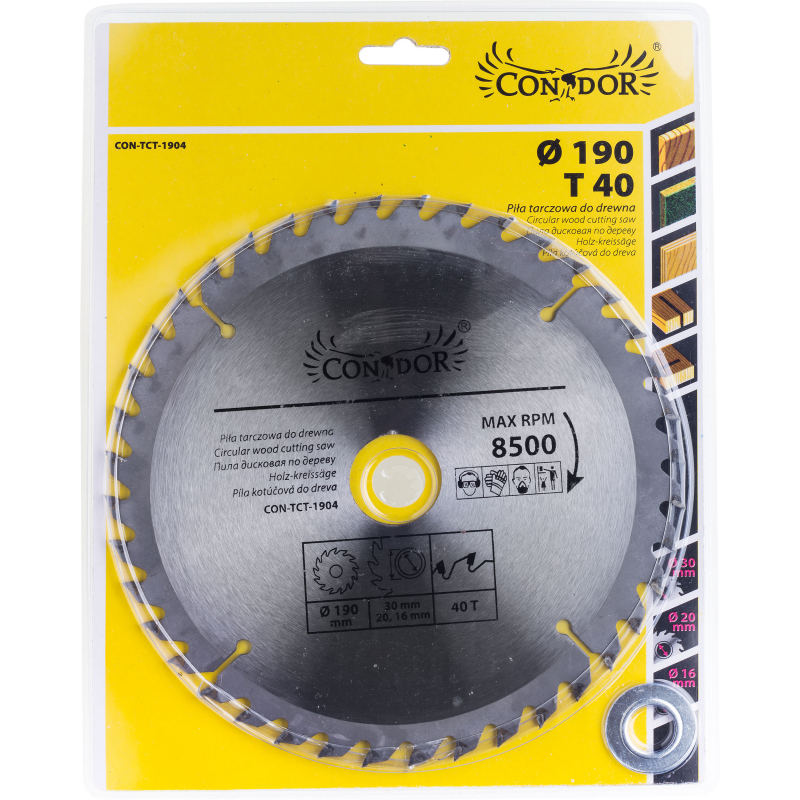 Katkaisuterä puulle Condor CON-TCT-1904; 190 mm; Z40