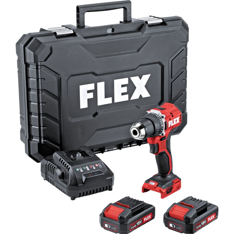 Pora/ruuvinväännin Flex DD 2G 18.0-EC LD/2.5 Set; 18 V; 2x2,5 Ah akku
