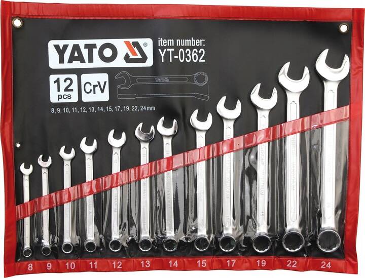 Hylsyavainsarja  Yato YT-0362; 8-24 mm; 12 kpl.
