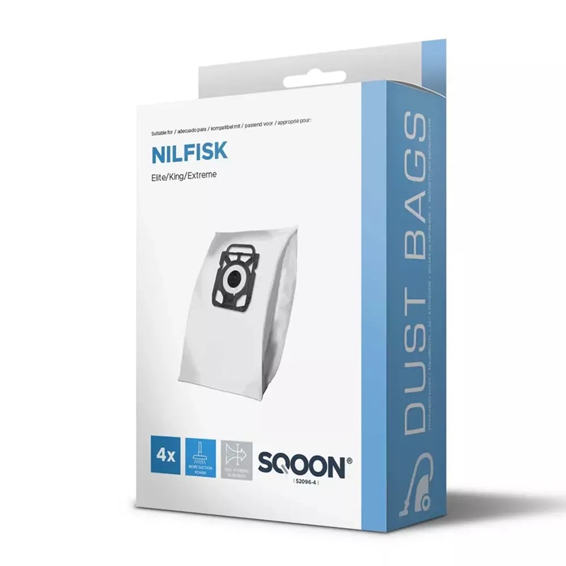 Kangaspölypussi SQOON 52096-4; Nilfisk King/Extreme 3-D; 4 kpl.