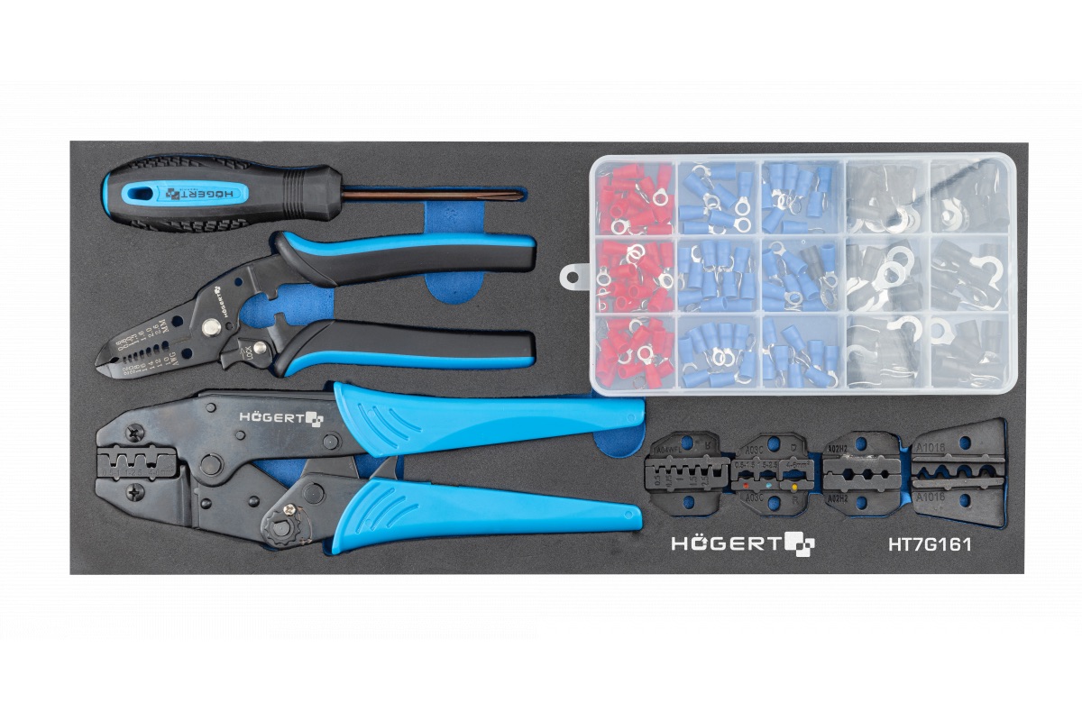 Puristustyökalusarja Hogert HT7G161; 158 kpl.