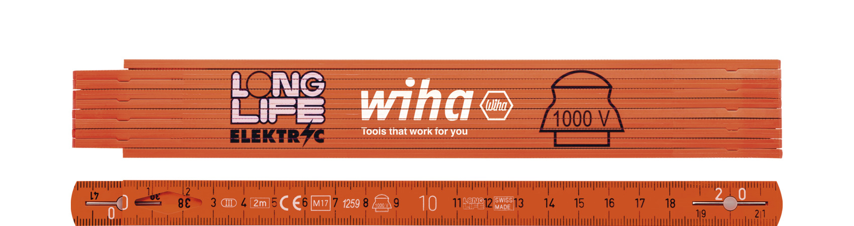 Puinen taitettava viivain Wiha W42068; 2 m
