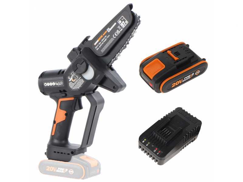 Moottorisaha oksien karsimiseen Worx WG325E; 20 V; 12 cm; 1x2,0 Ah akku
