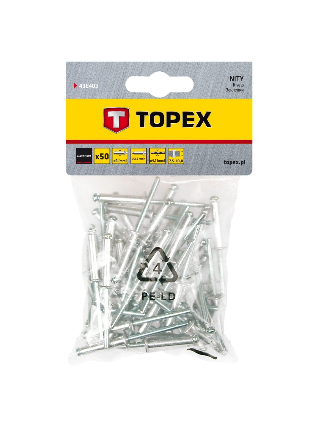 Niitit Topex 43E403; 4,0x12,5 mm; 50 kpl.