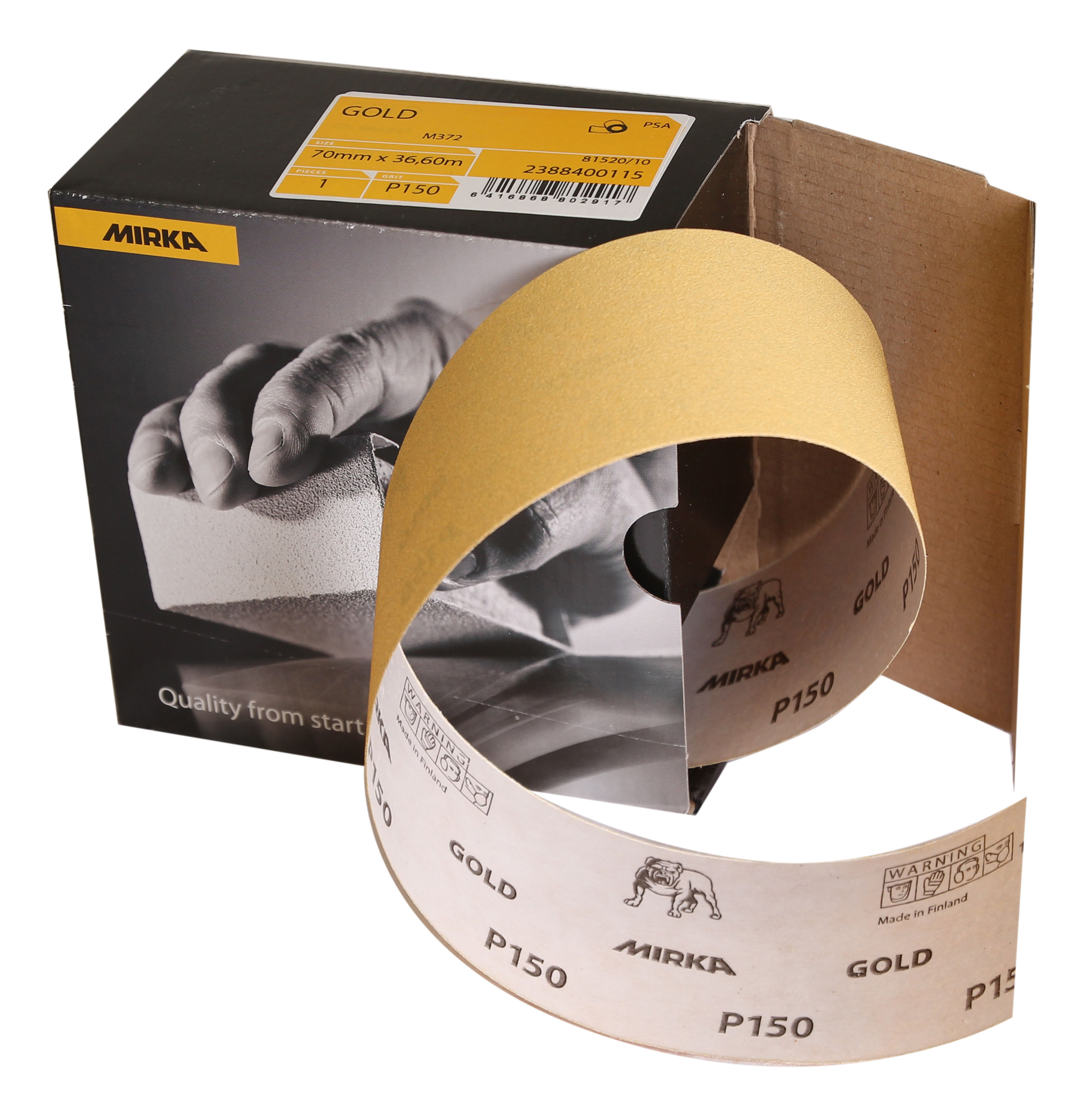 Hiekkapaperirulla Mirka 2388400115; 70 mm; 36,6 m; P150