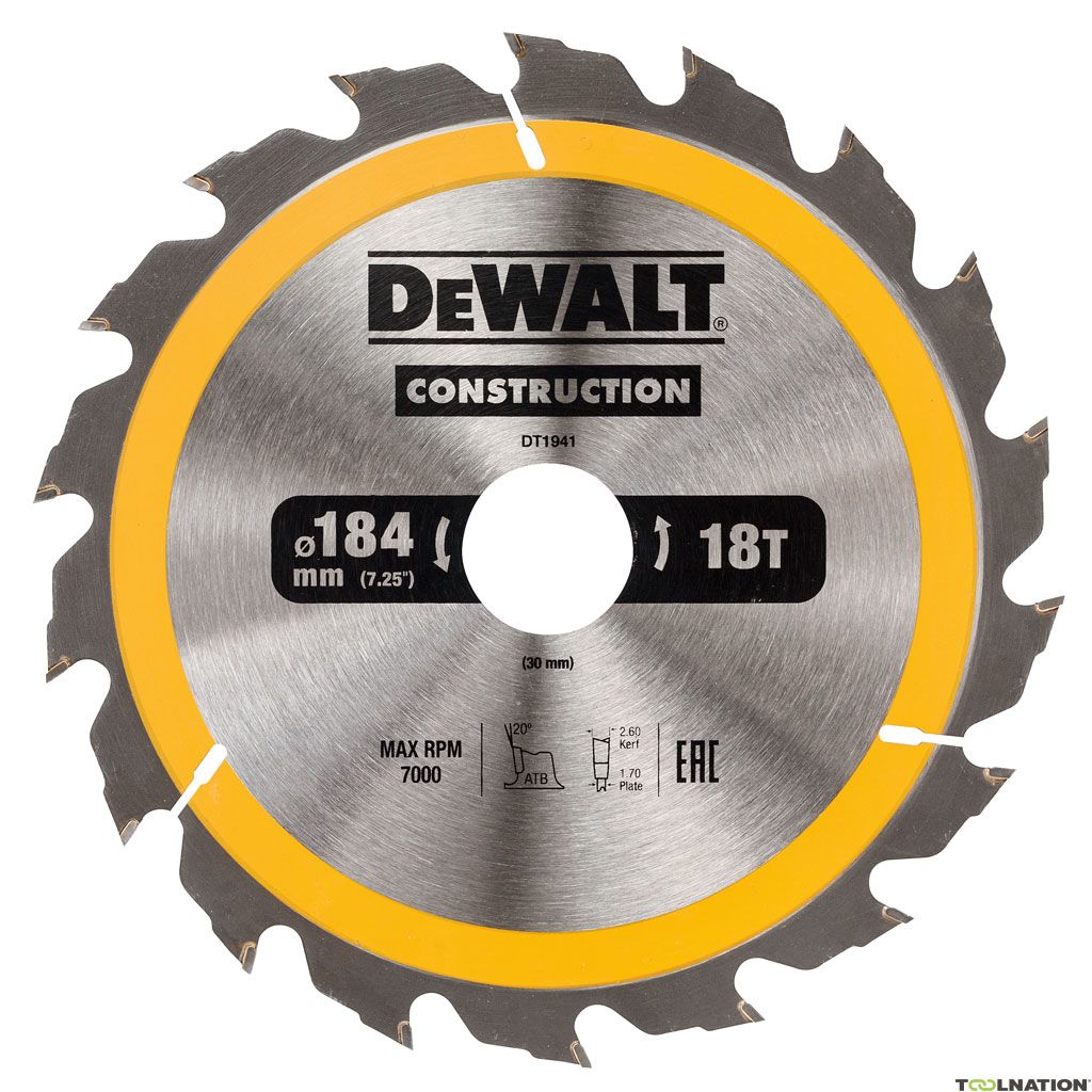 Katkaisuterä puulle DeWalt DT1941-QZ; 184x30 mm; 18T