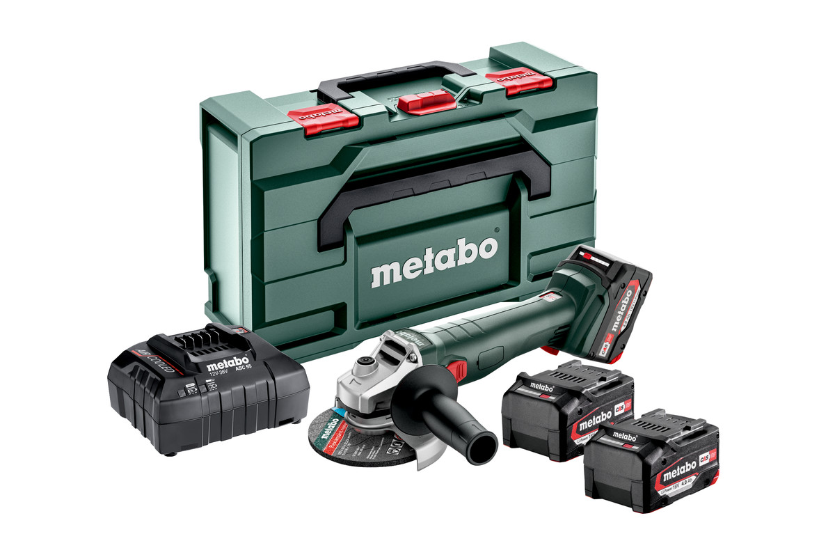 Kulmahiomakone Metabo W 18 L 9-125 Quick Set; 18 V; 3x4,0 Ah akku